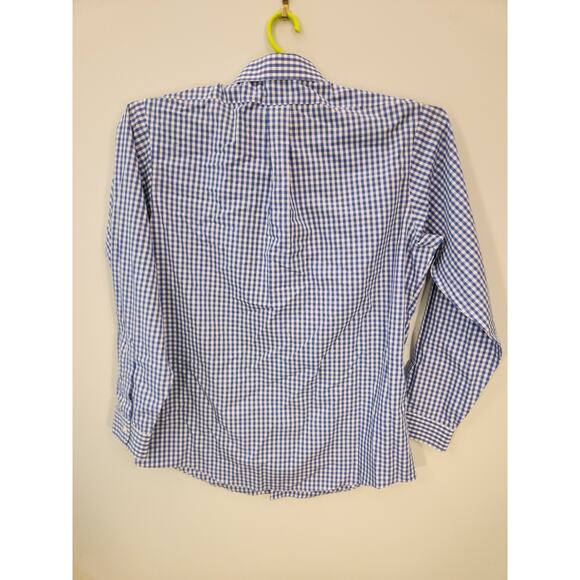 Brooks Brothers 100% Cotton Shirt Mens 17 37 Blue Gingham Check Long Sleeve - Picture 4 of 10
